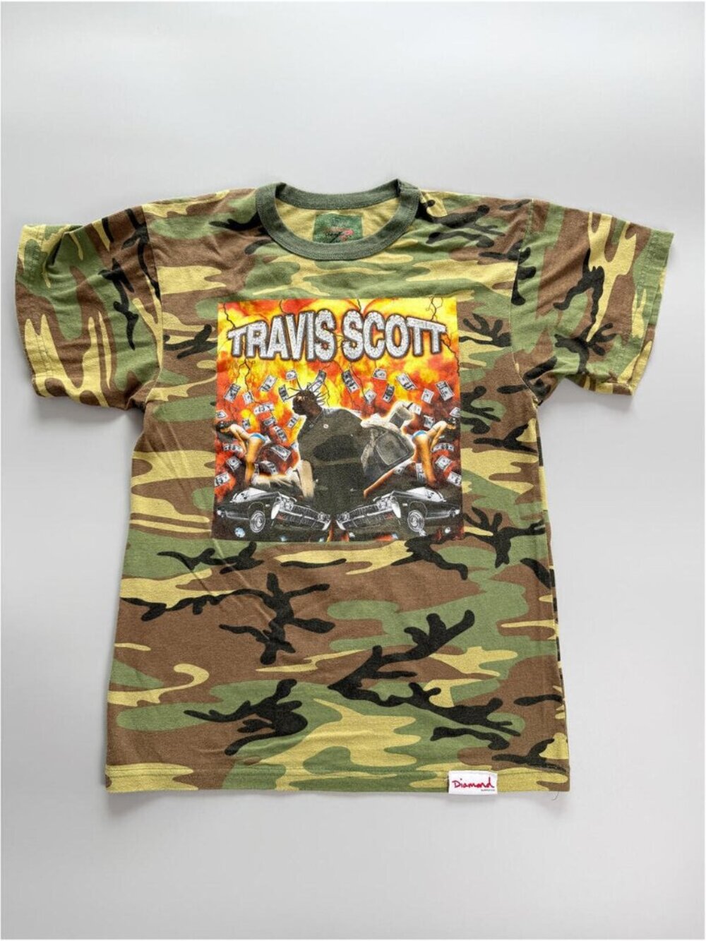 Travis Scott Graphic T-Shirt Diamond Supply Co Camo Tee Streetwear Mens Medium